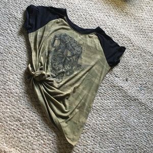 Green camo elephant print tee